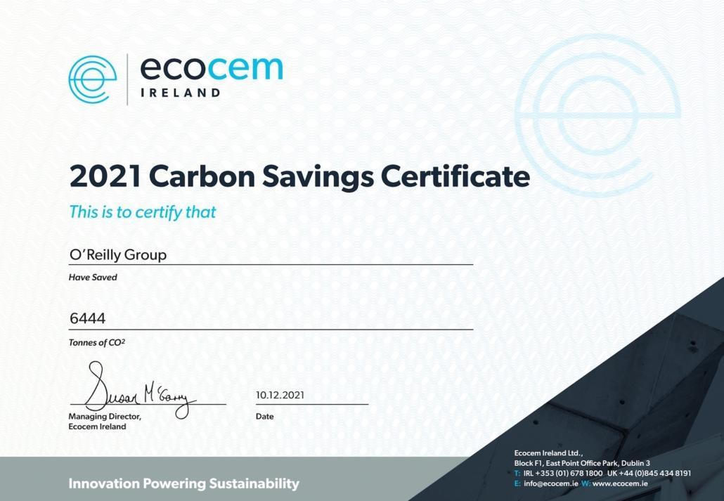 Ecocem Cert O'Reilly Oakstown