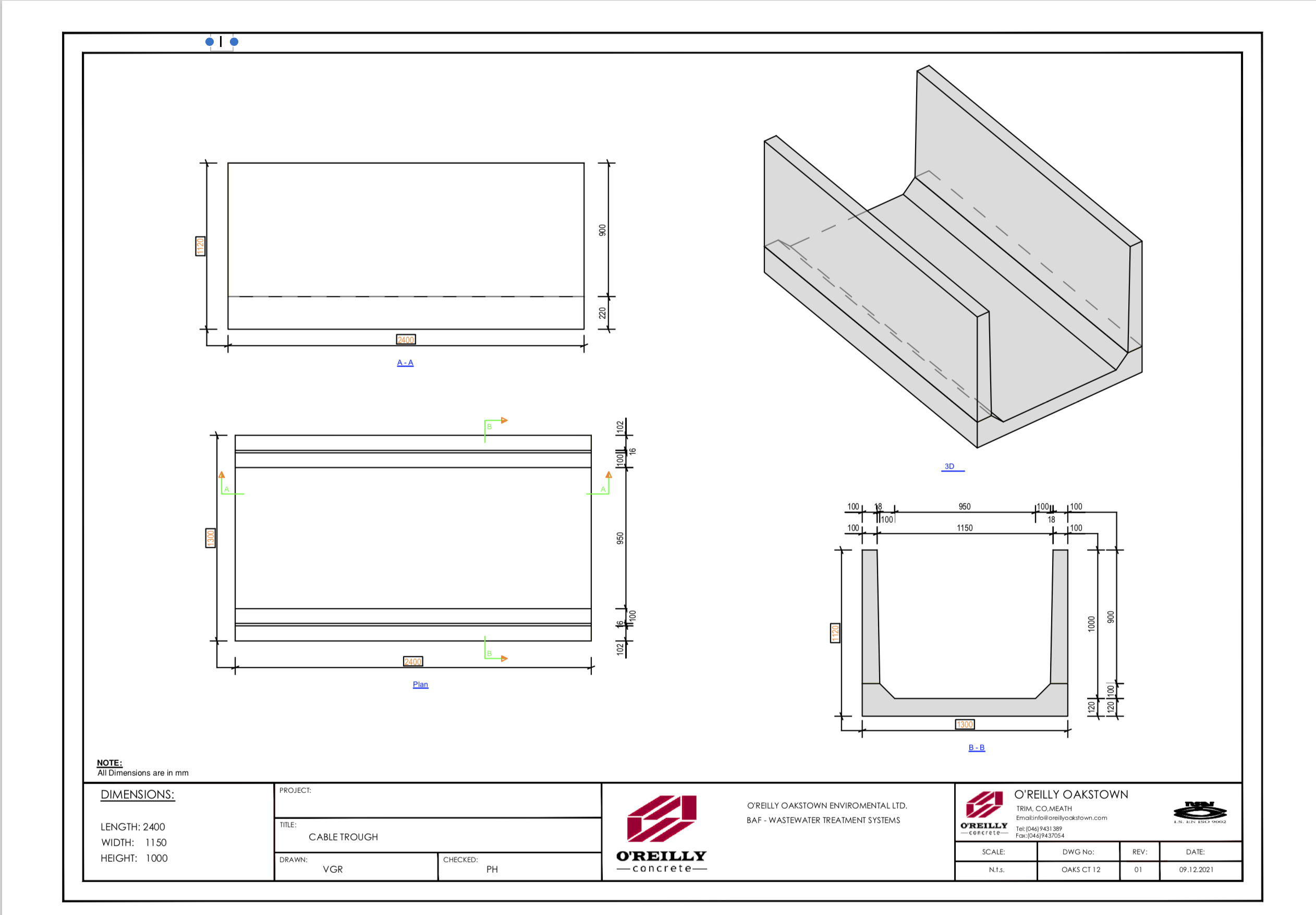 Cable Troughs - 2.4x1.15x1