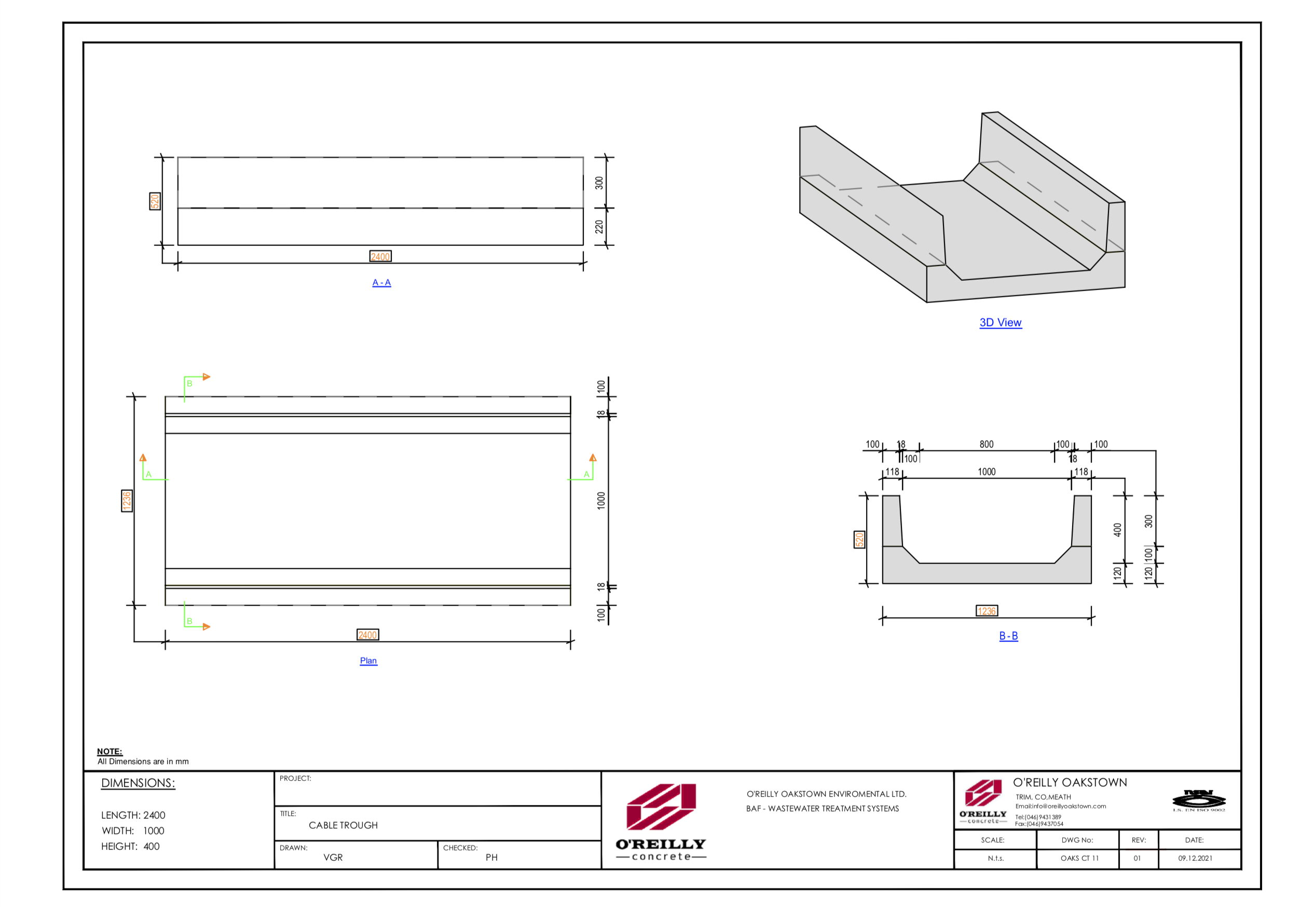 Cable Troughs - 2.4x1x.4