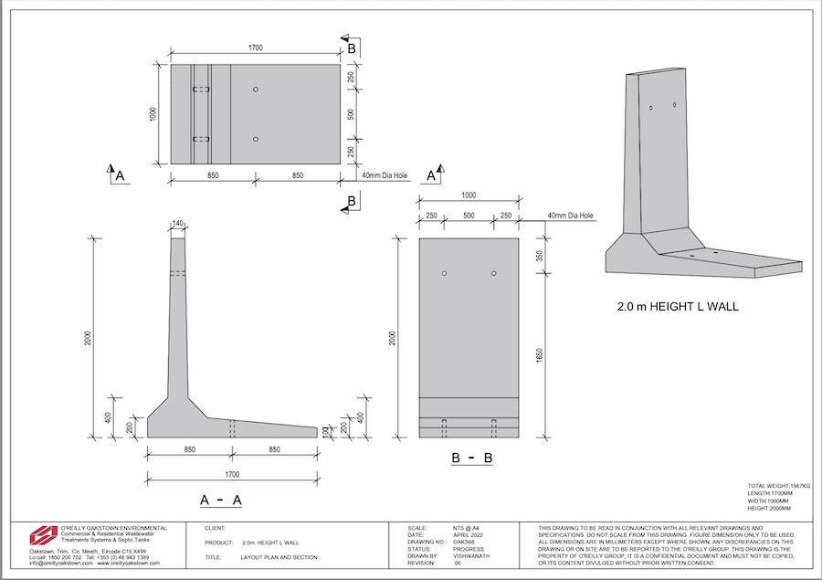 2.0mtr L Wall Technical Sheet