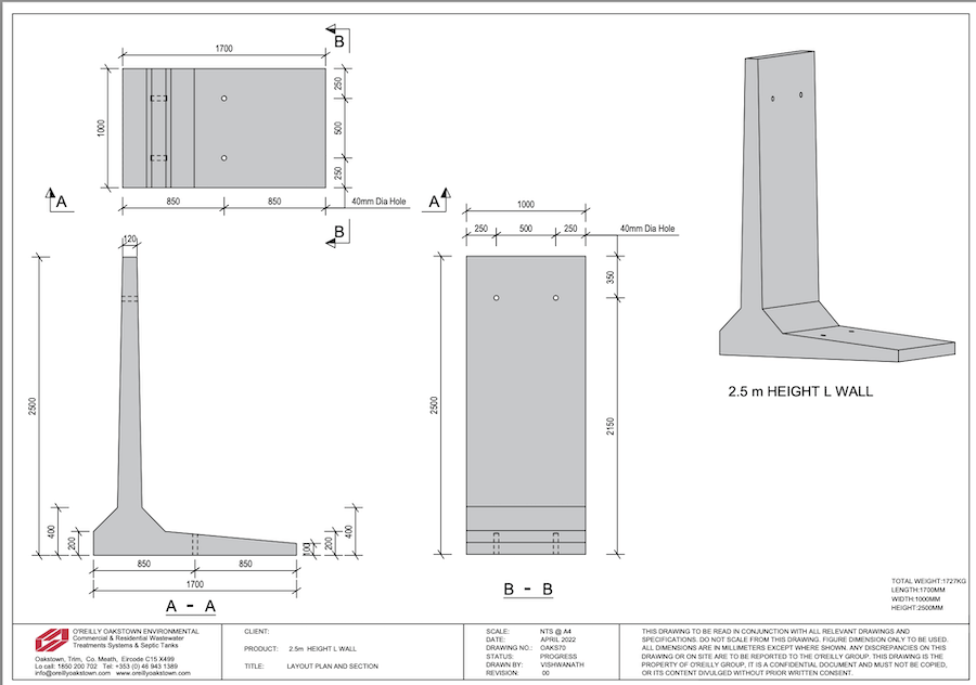 2.5 mtr L Wall Technical Sheet