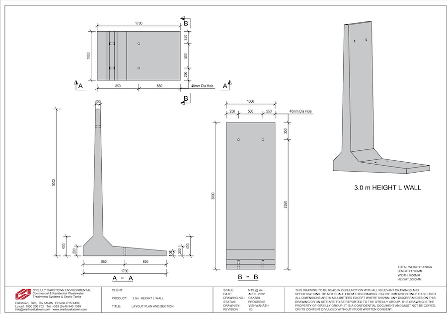 3.0 mtr L Wall Technical Sheet