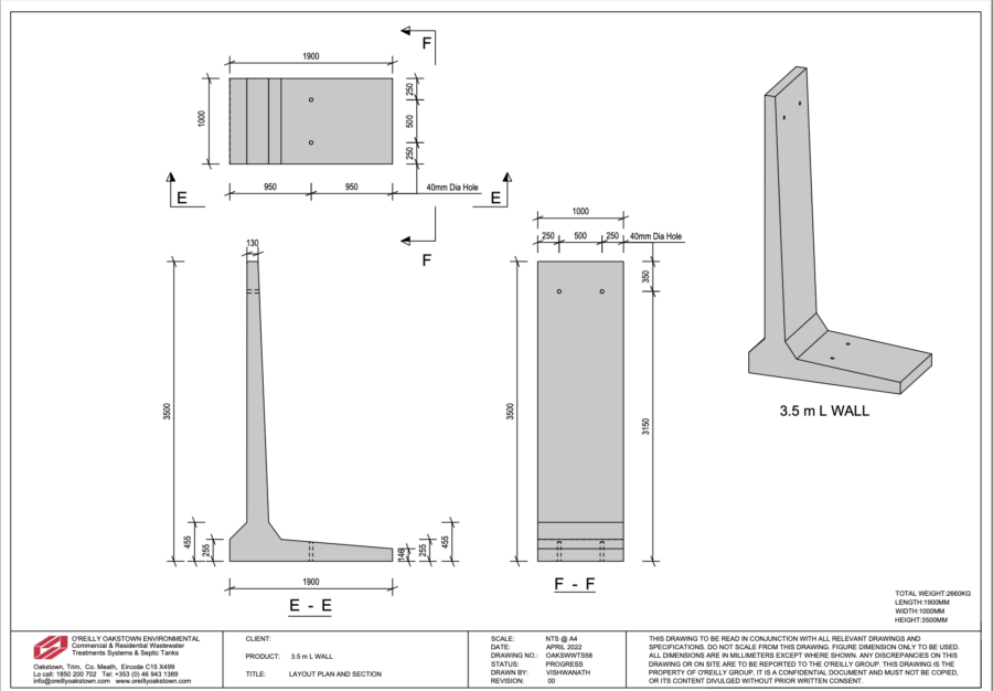3.5 m L Wall Technical Sheet