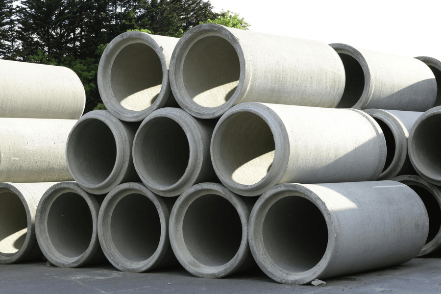 Concrete pipes stacked