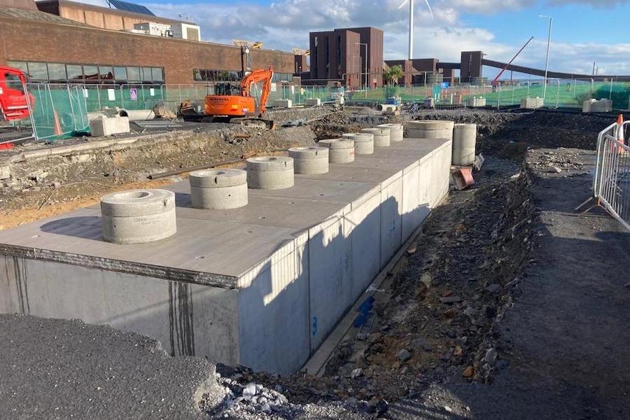 Precast Concrete Attenuation System Installed