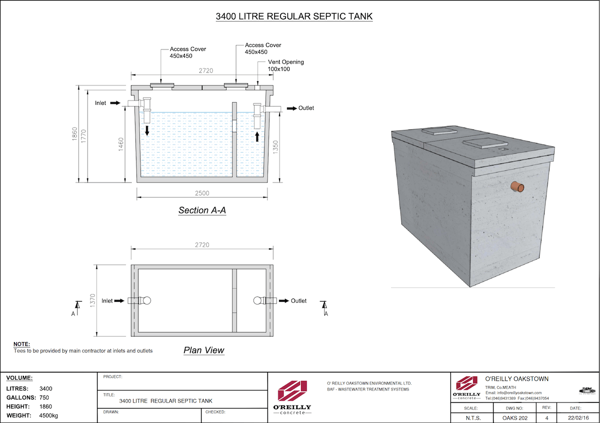 septic tanks technical sheet